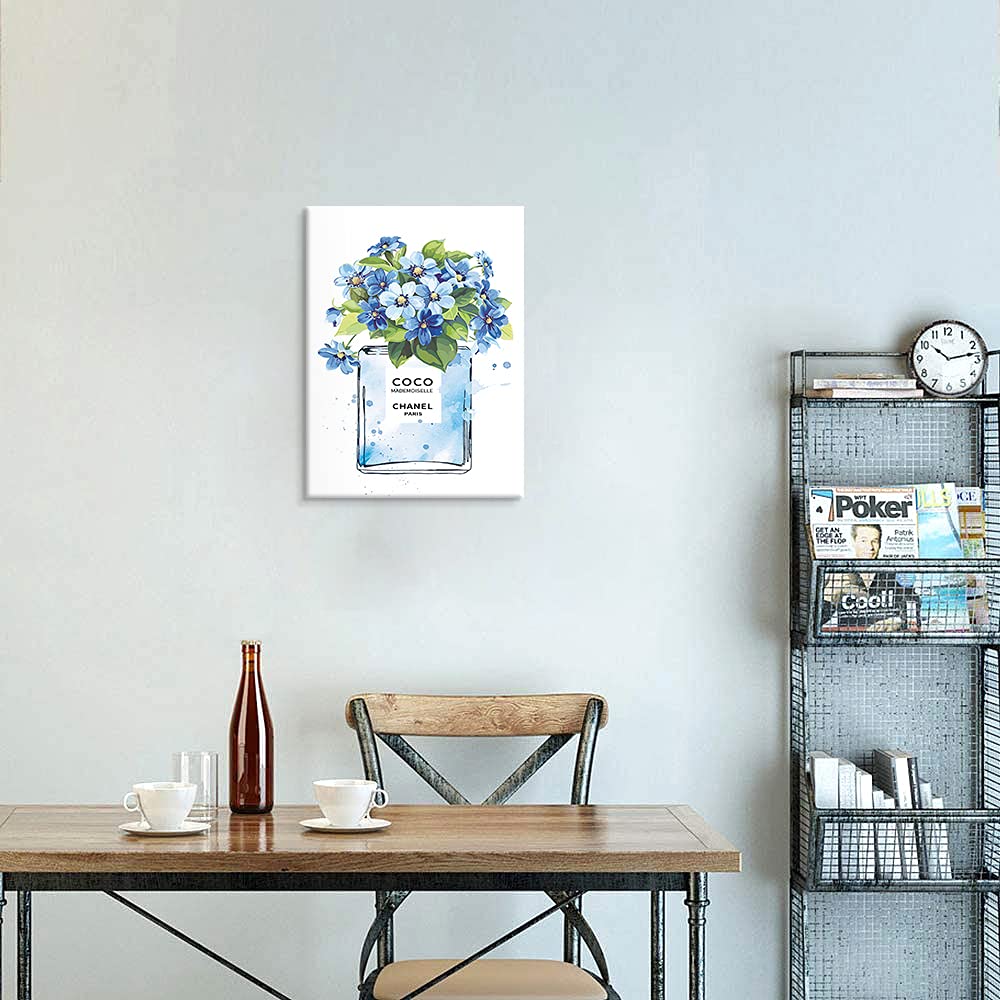 Amazon.co.jp: 7CANVAS アートパネル シャネル 香水 青 フラワーズ